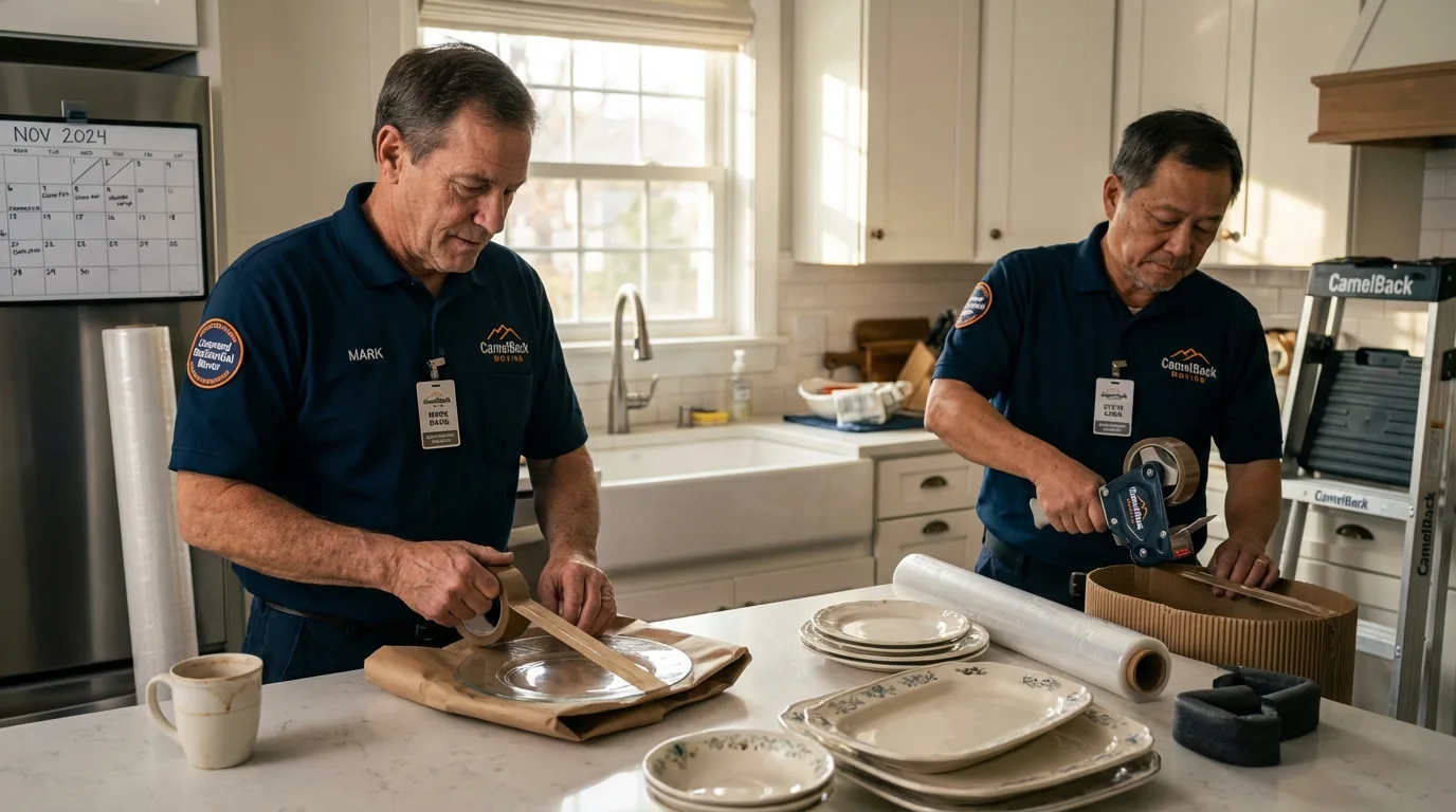 Professional crew packing kitchen dishware in Frenchburg, KY